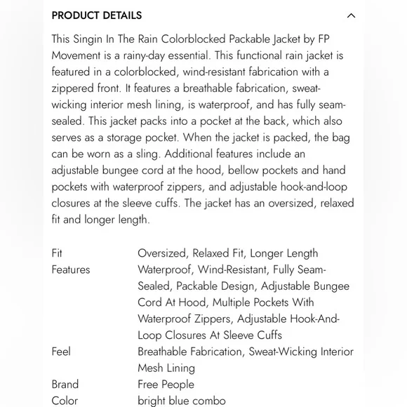 FP (Free People) Movement Singin in the rain packable jacket - Picture 14 of 14